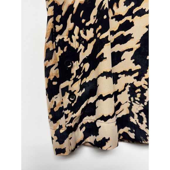 CHICO'S BLACK LABEL Black and Gold Abstract Leopard Print Crewneck Blouse, Sz L - Picture 4 of 8